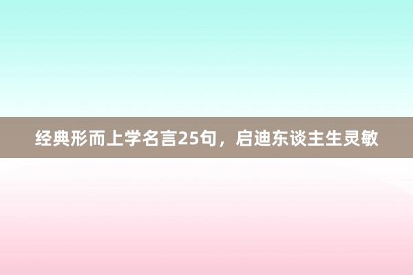 经典形而上学名言25句，启迪东谈主生灵敏